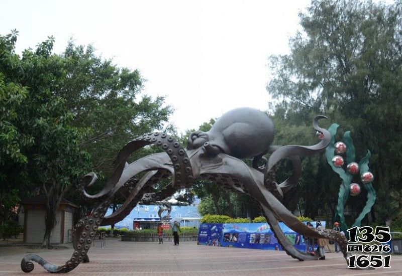 章魚(yú)雕塑-公園里擺放的黑色不銹鋼創(chuàng)意雕塑 章魚(yú)雕塑-公園里擺放的黑色不銹鋼創(chuàng)意雕塑高清圖片