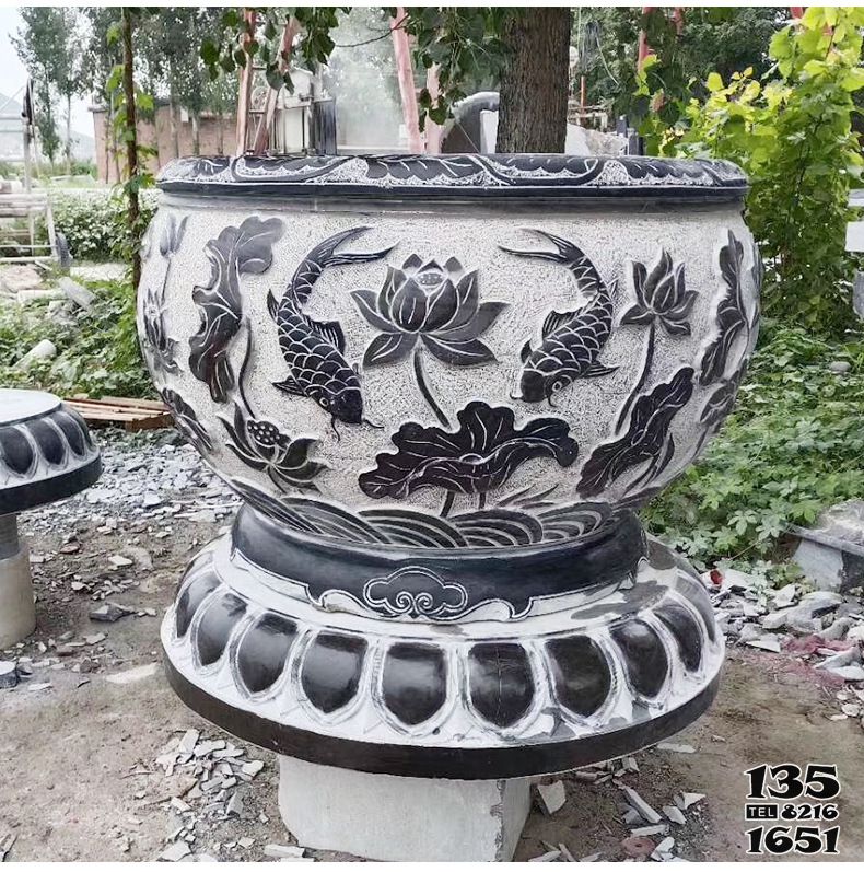 花盆雕塑-庭院寺廟大型青石石雕塑鯉魚花盆雕塑 花盆雕塑-庭院寺廟大型青石石雕塑鯉魚花盆雕塑高清圖片
