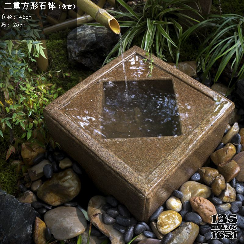 石槽雕塑-水缸造景擺件流水庭院景觀日式二重方形石缽戶外噴泉石槽魚缸 石槽雕塑-水缸造景擺件流水庭院景觀日式二重方形石缽戶外噴泉石槽魚缸高清圖片