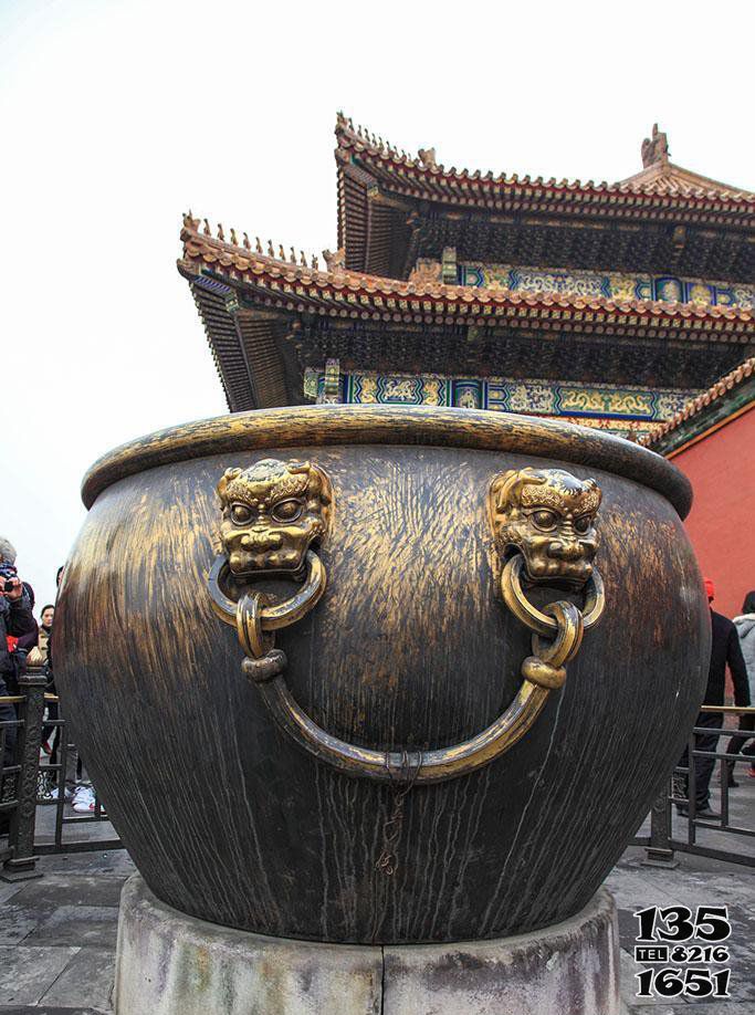 缸雕塑-戶外圓形水缸銅雕缸雕塑 缸雕塑-戶外圓形水缸銅雕缸雕塑高清圖片